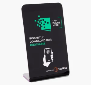 Tap to Download Brochures — NFC Stand for Digital Handouts